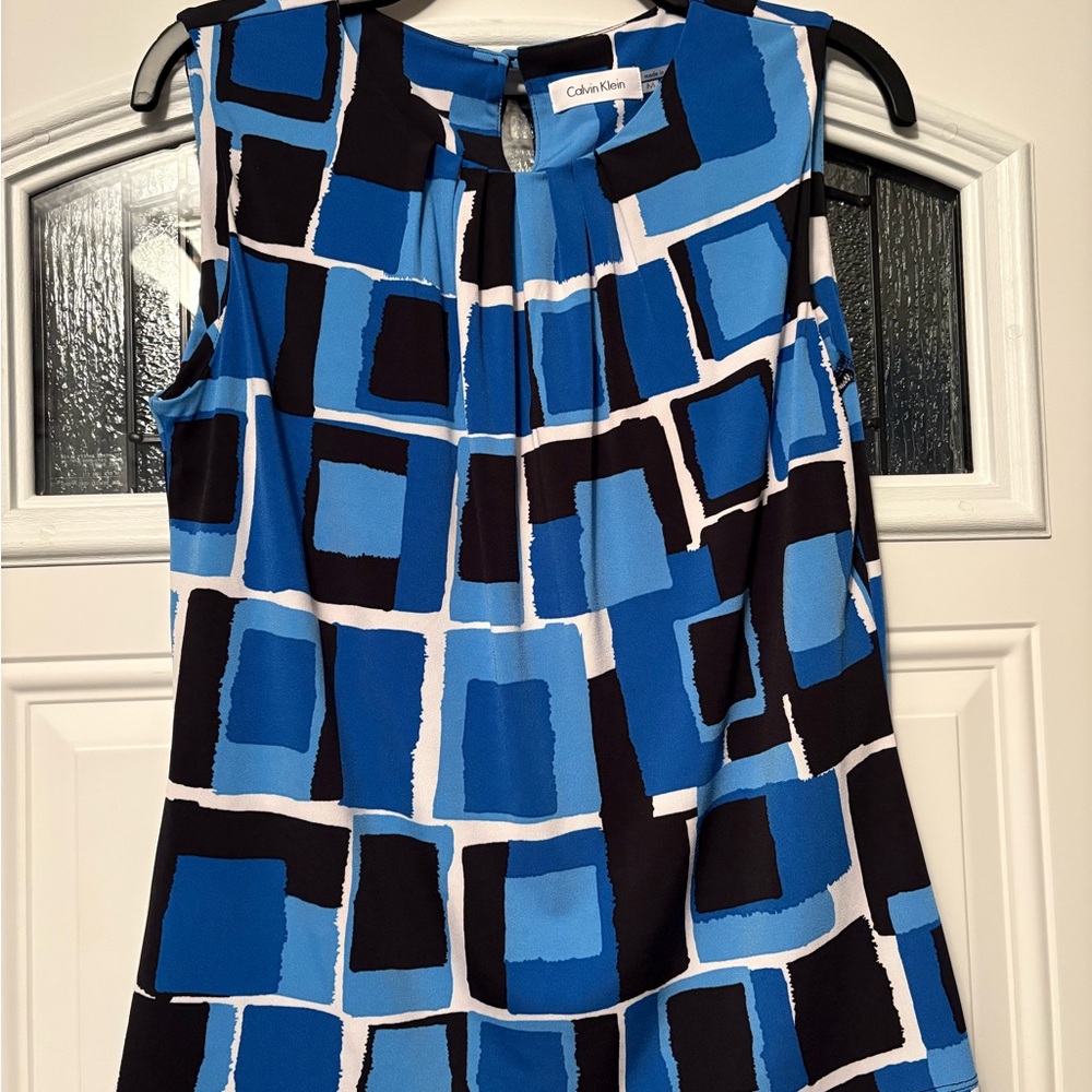 Calvin Klein Blue Boxy Graphic Blouse